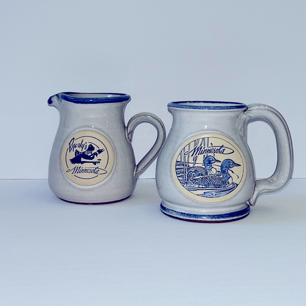 Byerly’s Minnesota Pottery Creamer and Minnesota Pottery Mug Cup Coffee Tea x2